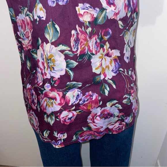 JH Collectibles button down shirt short sleeve notched collar purple floral 10 - Picture 6 of 8